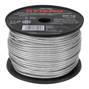 Guaya de Acero 3/32'' Recubierta Pvc de 75 M. Carga 360 kg